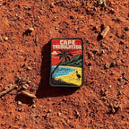 Cape Tribulation embroidered travel patch with rainforest meeting a tropical beach.