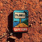 Cape York - The Tip embroidered travel patch with the Tip of Australia sign in a tropical coastal setting.