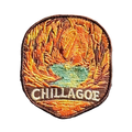 Chillagoe embroidered travel patch with limestone formations and tropical bushland; photographed on a transparent background.