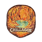 Chillagoe embroidered travel patch with limestone formations and tropical bushland; photographed on a transparent background.