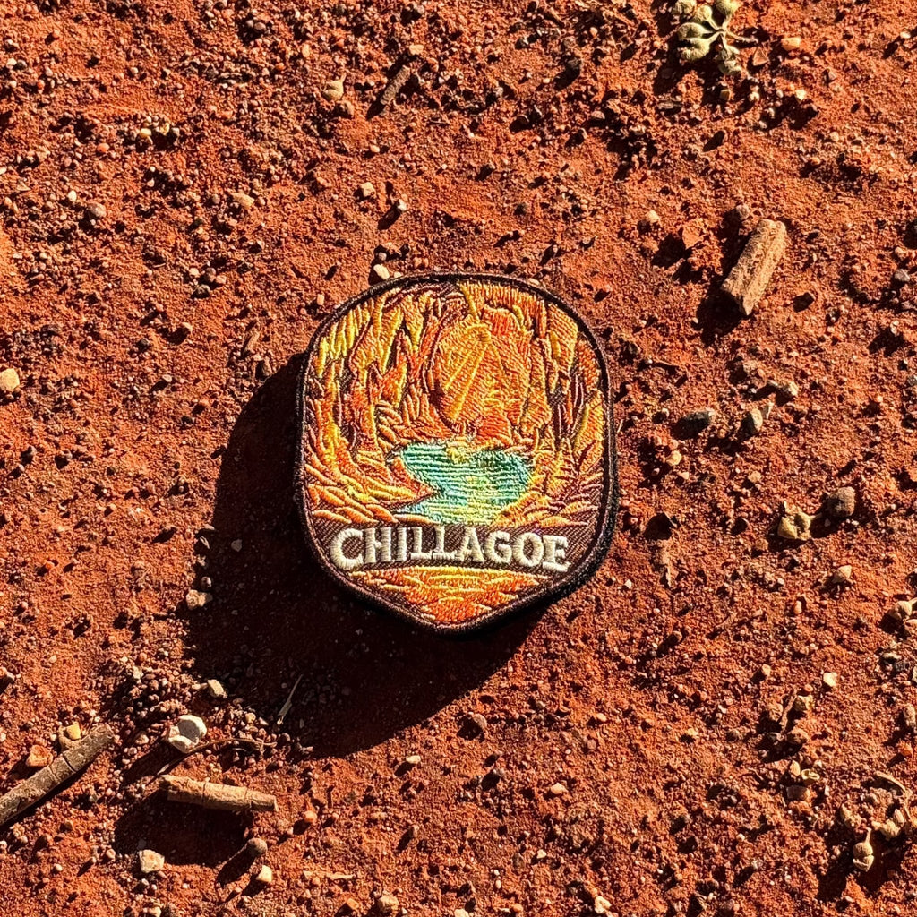 Chillagoe embroidered travel patch with limestone formations and tropical bushland.