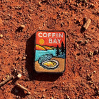 Coffin Bay embroidered travel patch with a white sandy beach and turquoise coastline.