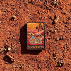 Coober Pedy embroidered travel patch with an opal-mining and underground dugout landscape.
