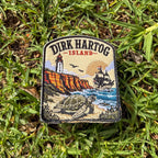 Dirk Hartog Island embroidered travel patch with a lighthouse on a rugged island coast.