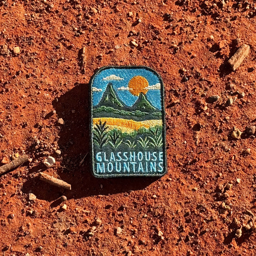 Glass House Mountains embroidered travel patch with the distinctive Glass House Mountains.