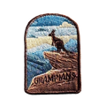 Grampians embroidered travel patch with sandstone mountains and forested valleys; photographed on a transparent background.