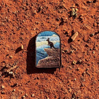 Grampians embroidered travel patch with sandstone mountains and forested valleys.