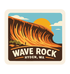 Hyden - Wave Rock illustrated travel patch design featuring the curved rock formation of Wave Rock.