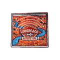 Longreach embroidered travel patch with a map-style outback landscape with a winding river, aircraft and Longreach Outback Hub lettering; photographed on a transparent background.
