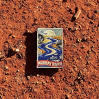 Murray River embroidered travel patch with a winding blue river with a paddle steamer, birds and riverbank trees.